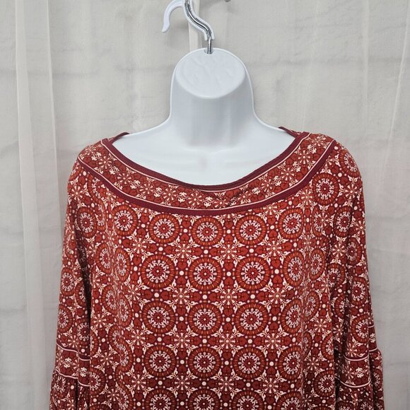 Max Studio Red Geometric Boho Shift Dress L - Picture 2 of 12